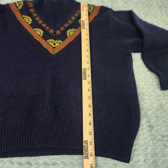 Vintage Benetton Shetland Wool Geometric Chunky Pullover Sweater Sz Medium Large - Picture 4 of 9